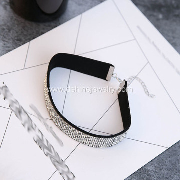 Full Rhinestone Black Velvet Choker Necklace For Wedding